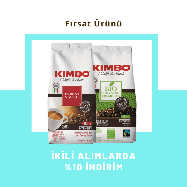 KIMBO Espresso Napoli (250 gr) + Bio Organic %100 Arabica Çekirdek Kahve (340 gr)