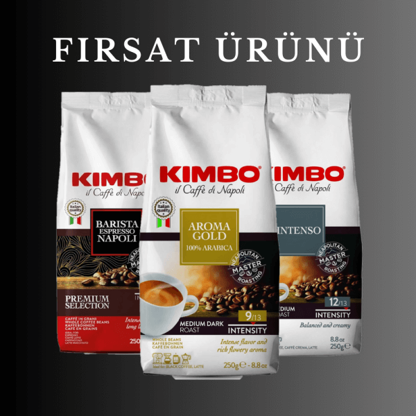 KIMBO Espresso Napoli + Aroma Gold + Intenso Çekirdek Kahve (250 gr) (3'lü Set)