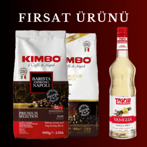 KIMBO Barista Espresso Napoli + Top Flavor 0 Arabica Çekirdek Kahve (1000 gr) + TOSCHI Vanilya Şurubu (1000 ml)