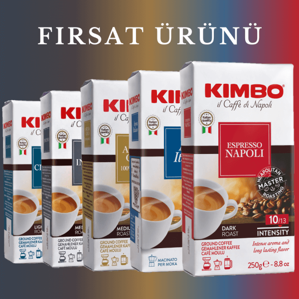 KIMBO Napoli + Italiano + Aroma Gold + Intenso + Classico Filtre Kahve (250 gr) (5'li Set)