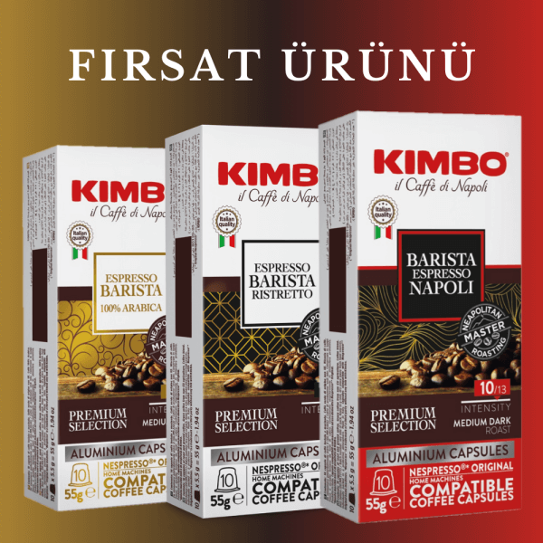 KIMBO Barista + Ristretto + Napoli Nespresso Uyumlu Kapsül Kahve (Alüminyum) (10’lu Kutuda) (3'lü Set)